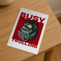 Funny Troll Busy Trolling Internet Laptop Cartoon