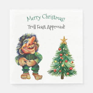 Funny Troll Christmas Party Scandinavian Style Napkin