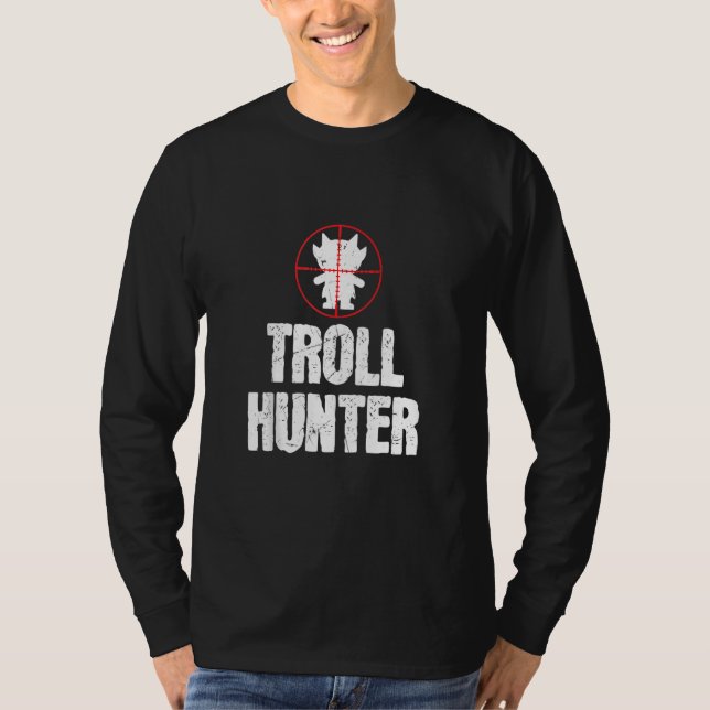 Funny Troll Hunter Aiming Troll Lovers T-Shirt (Front)