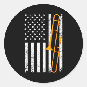 Funny Trombone Art For Men Women Jazz Music Trombo Classic Round Sticker