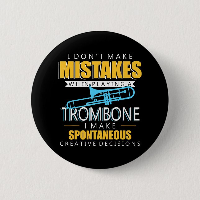 Funny Trombone Music Instrument Player 6 Cm Round Badge (Front)