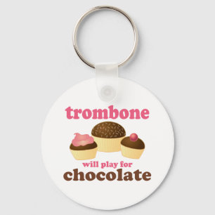 Funny Trombone Will Play for Chocolate Key Ring