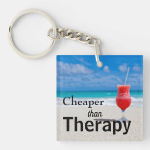 Funny Tropical Beach Photo Typography Key Ring