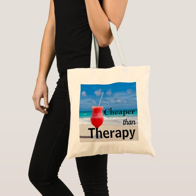 Funny Tropical Beach Photo Typography Tote Bag (Front (Product))