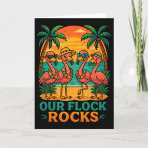 Funny Tropical Beach Vacation Pink Flamingo  Card
