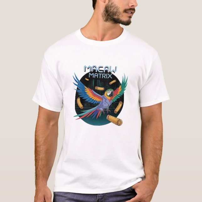 Funny Tropical Birds: Macaw Designs T-Shirt (Front)