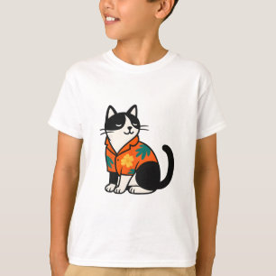 Funny Tropical Cat Hawaiian Aloha Vacation Design  T-Shirt