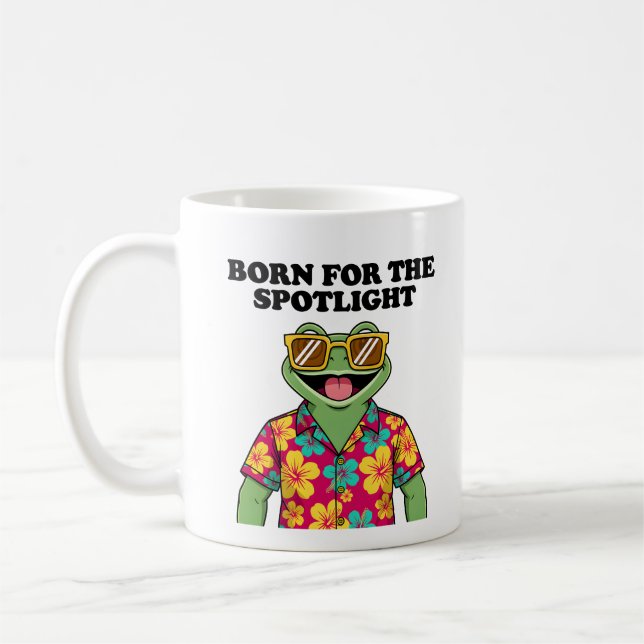 Funny Tropical Frog Hawaiian Shirt Design Coffee Mug (Left)