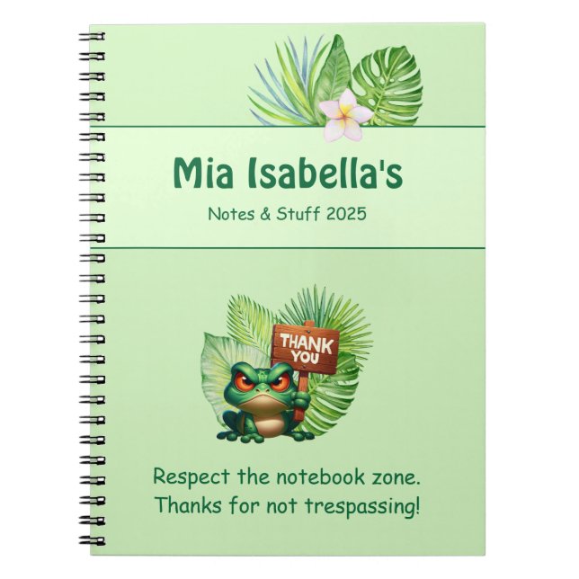 Funny Tropical Frog Notebook - Customisable  (Front)