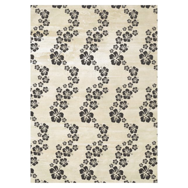 Funny Tropical Hibiscus blooms black + your backgr Tablecloth (Front)