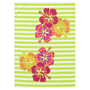 Funny Tropical Hibiscus blooms colour + your backg Tablecloth