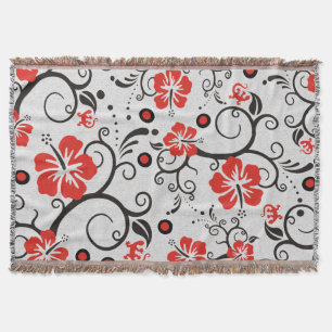 Funny Tropical Hibiscus Decor Pattern Throw Blanket