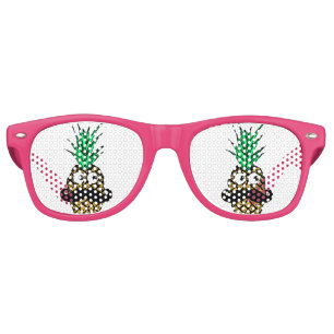 Funny Tropical Pineapple with Googly Eyes Retro Sunglasses