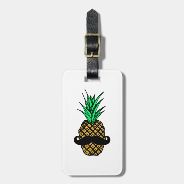 Funny Tropical Pineapple with Moustache Luggage Tag (Front Vertical)