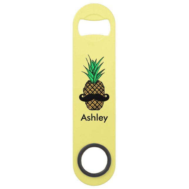 Funny Tropical Pineapple with Moustache Monogram (Back)