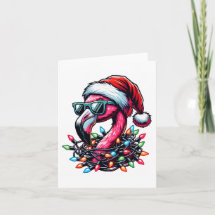 Funny Tropical Pink Flamingo Christmas In July Haw Card