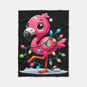 Funny Tropical Pink Flamingo Christmas In July Haw Fleece Blanket