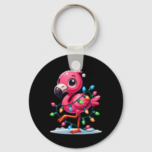 Funny Tropical Pink Flamingo Christmas In July Haw Key Ring
