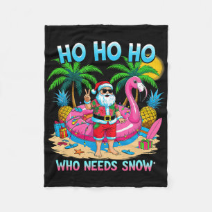 Funny Tropical Santa Christmas Vacation Beach Gift Fleece Blanket