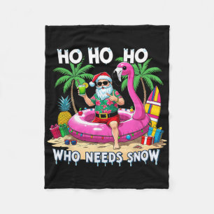 Funny Tropical Santa Christmas Vacation Beach Gift Fleece Blanket