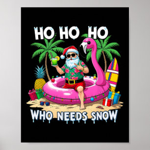 Funny Tropical Santa Christmas Vacation Beach Gift Poster
