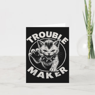 Funny Troublemaker Cat Rock Hand Punk Rebel Boys Card