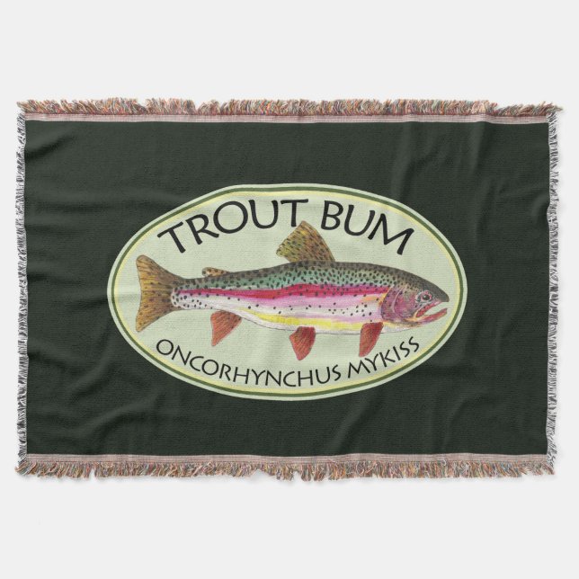 Funny Trout Bum Fisherman's Throw Blanket (Front)