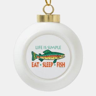 Funny Trout Fishing Ceramic Ball Christmas Ornament