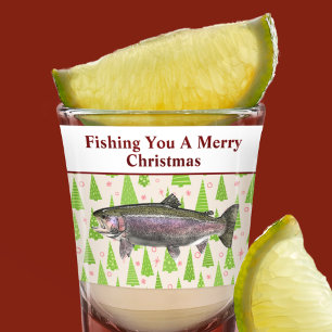 Funny Trout Fishing Pun Christmas Festive Custom Shot Glass