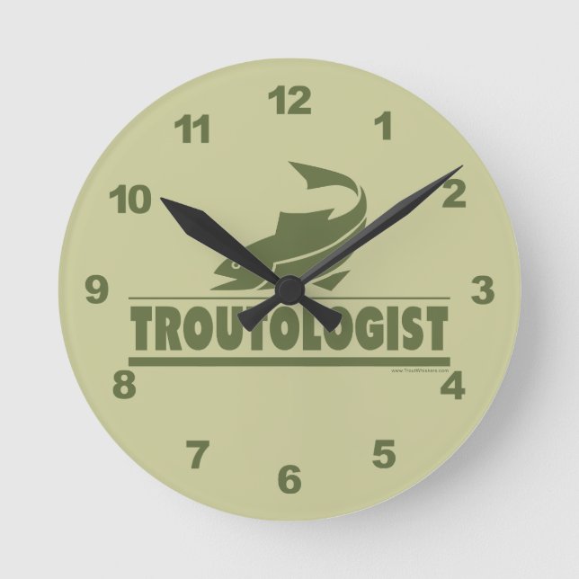 Funny Trout Fishing Round Clock (Front)