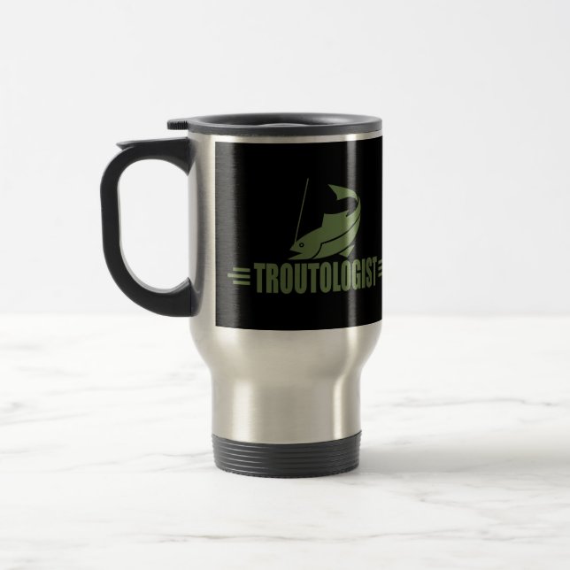 Funny Trout Fishing Travel Mug (Left)
