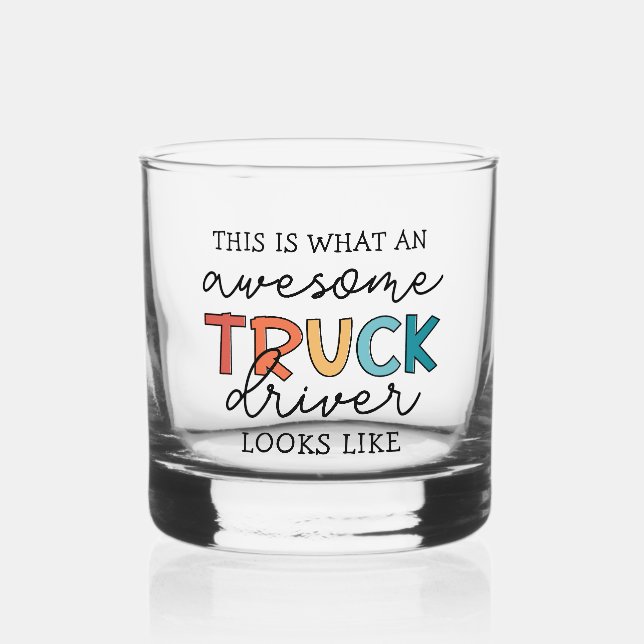 Funny Truck Driver | Awesome Tow Truck Driver Whiskey Glass (Front)