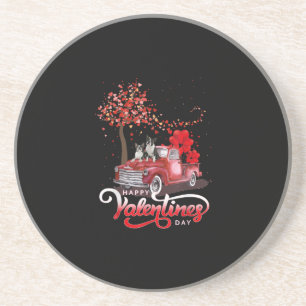 Funny Truck Valentines Day Boston Terrier Dog Hear Coaster