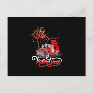 Funny Truck Valentines Day Boston Terrier Dog Hear Holiday Postcard