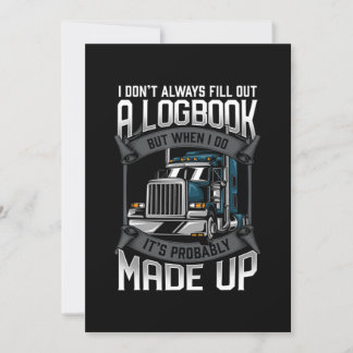 Funny Trucker Logbook Truck Driver Invitation