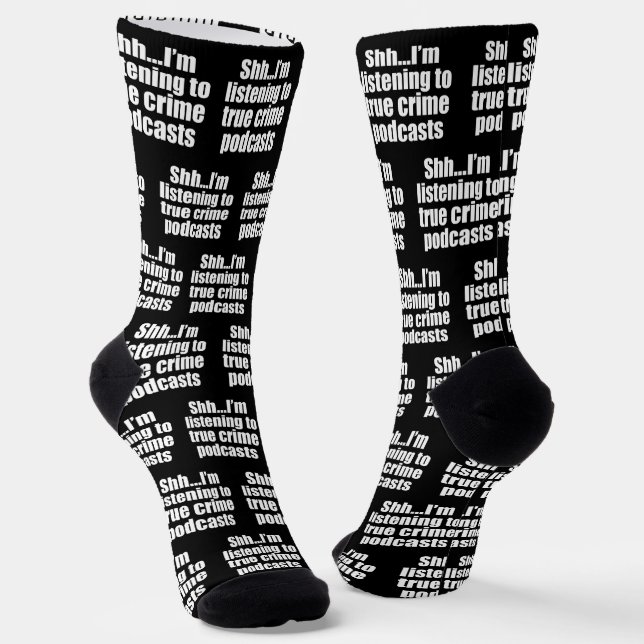 Funny True Crime Podcast Fan Black Socks (Angled)