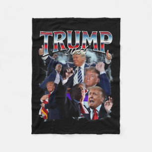 Funny Trump 2024 Campaign 90s Rap Trendy Bootleg Fleece Blanket