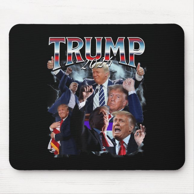 Funny Trump 2024 Campaign 90s Rap Trendy Bootleg Mouse Pad (Front)