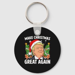 Funny Trump 2024 Make Christmas Great Again Men Wo Key Ring