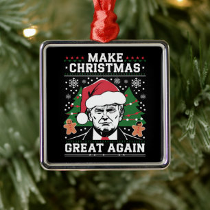 Funny Trump 2024 Make Christmas Great Again Metal Tree Decoration