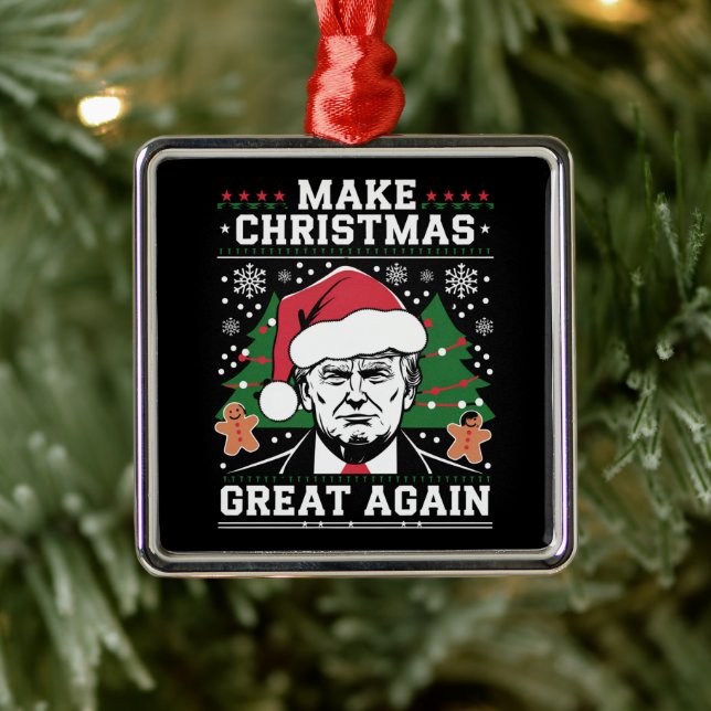Funny Trump 2024 Make Christmas Great Again  Metal Tree Decoration (Tree)