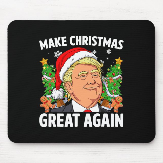 Funny Trump 2024 Make Christmas Great Again  Mouse Pad (Front)