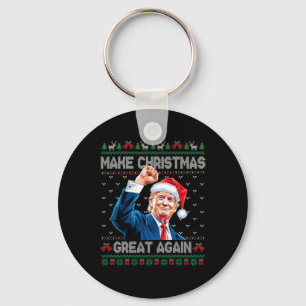 Funny Trump 2024 Make Christmas Great Again Ugly C Key Ring
