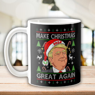 Funny Trump 2024 Make Christmas Great Again Ugly Coffee Mug