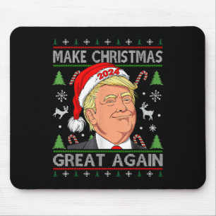 Funny Trump 2024 Make Christmas Great Again Ugly Mouse Pad