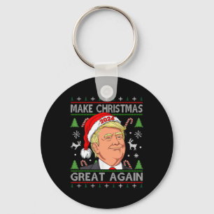 Funny Trump 2024 Make Christmas Great Again Ugly S Key Ring