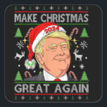 Funny Trump 2024 Make Christmas Great Again Ugly Square Sticker<br><div class="desc">Funny Trump 2024 Make Christmas Great Again Ugly</div>