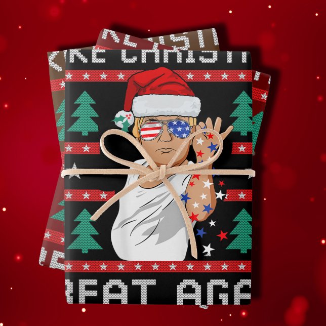 Funny Trump 2024 Make Christmas Great Again Wrapping Paper Sheet (Creator Uploaded)