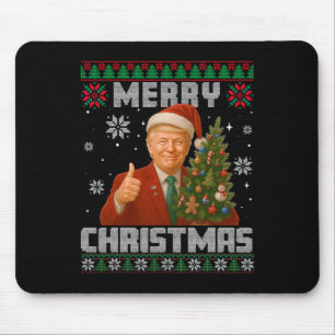 Funny Trump 2025 Merry Christmas Tree Ugly Xmas Pa Mouse Pad