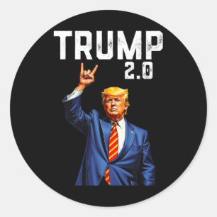 Funny Trump 2.0 American Flag Trump  Classic Round Sticker